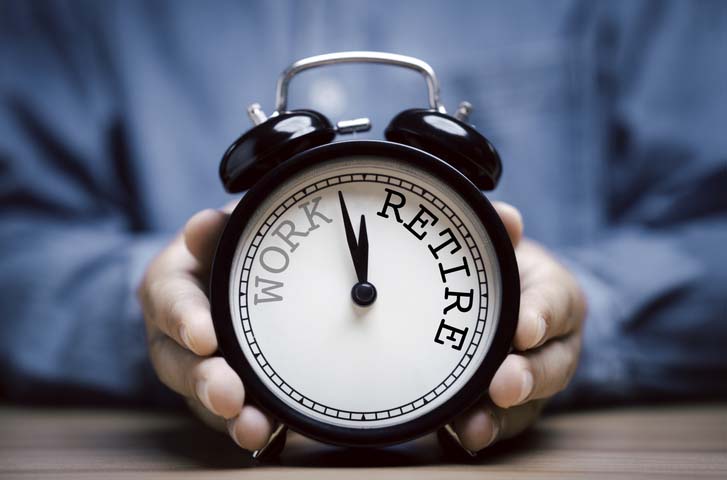 alarm clock with clockwise countdown from work to retirement